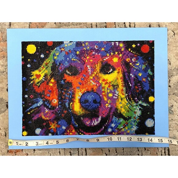 Dog Diamond Dots Wall Art Painting Lab Golden Retriever Canvas Colorful Rainbow - Picture 4 of 6